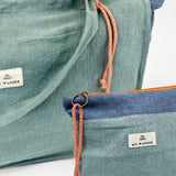 Sac moyen en lin vert + <tc>Trousse de Toilette</tc>