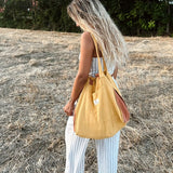 Mustard Linen Small Shopper Bag