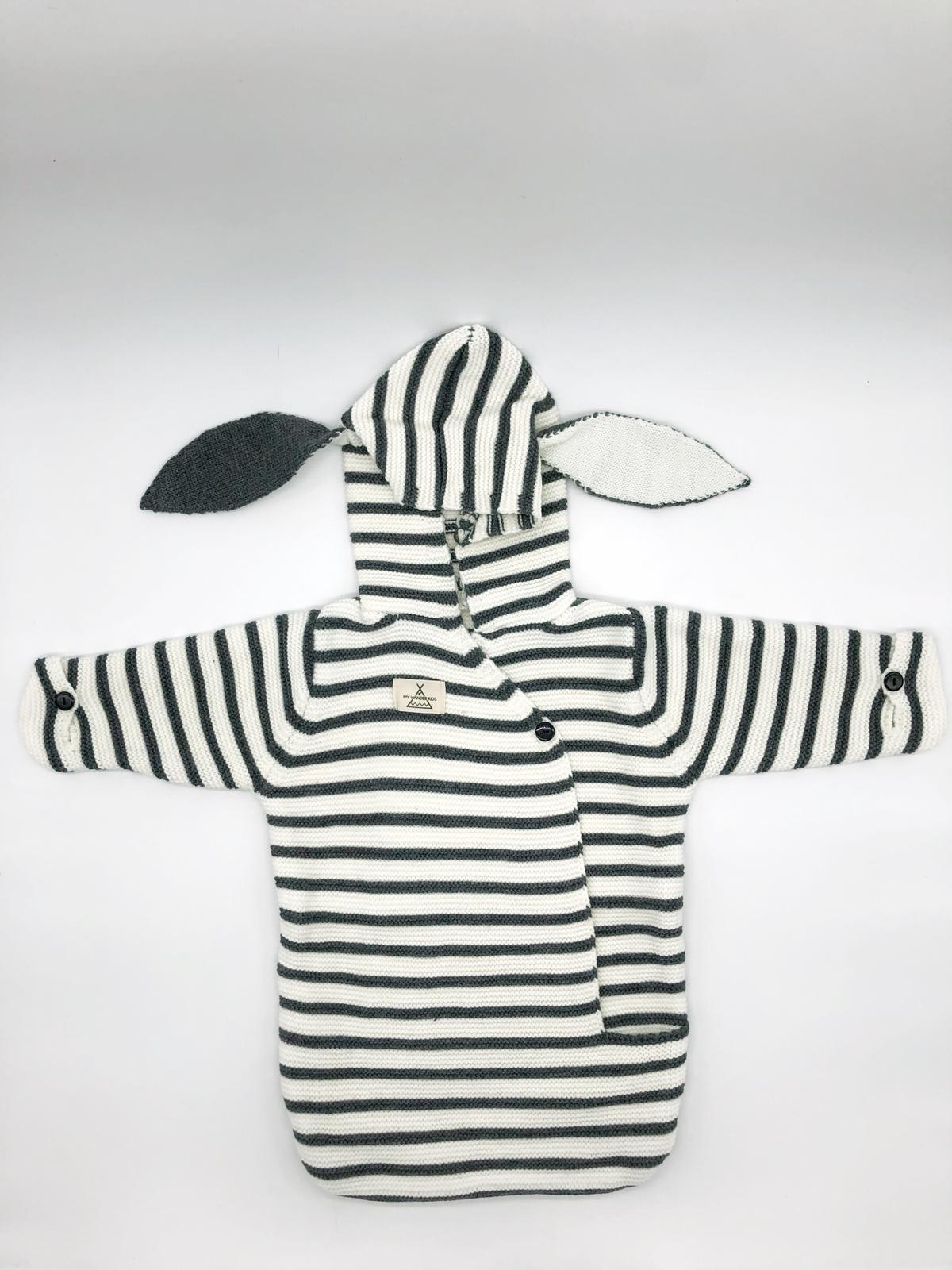 Saco de Bebe Conejito Rayas Gris